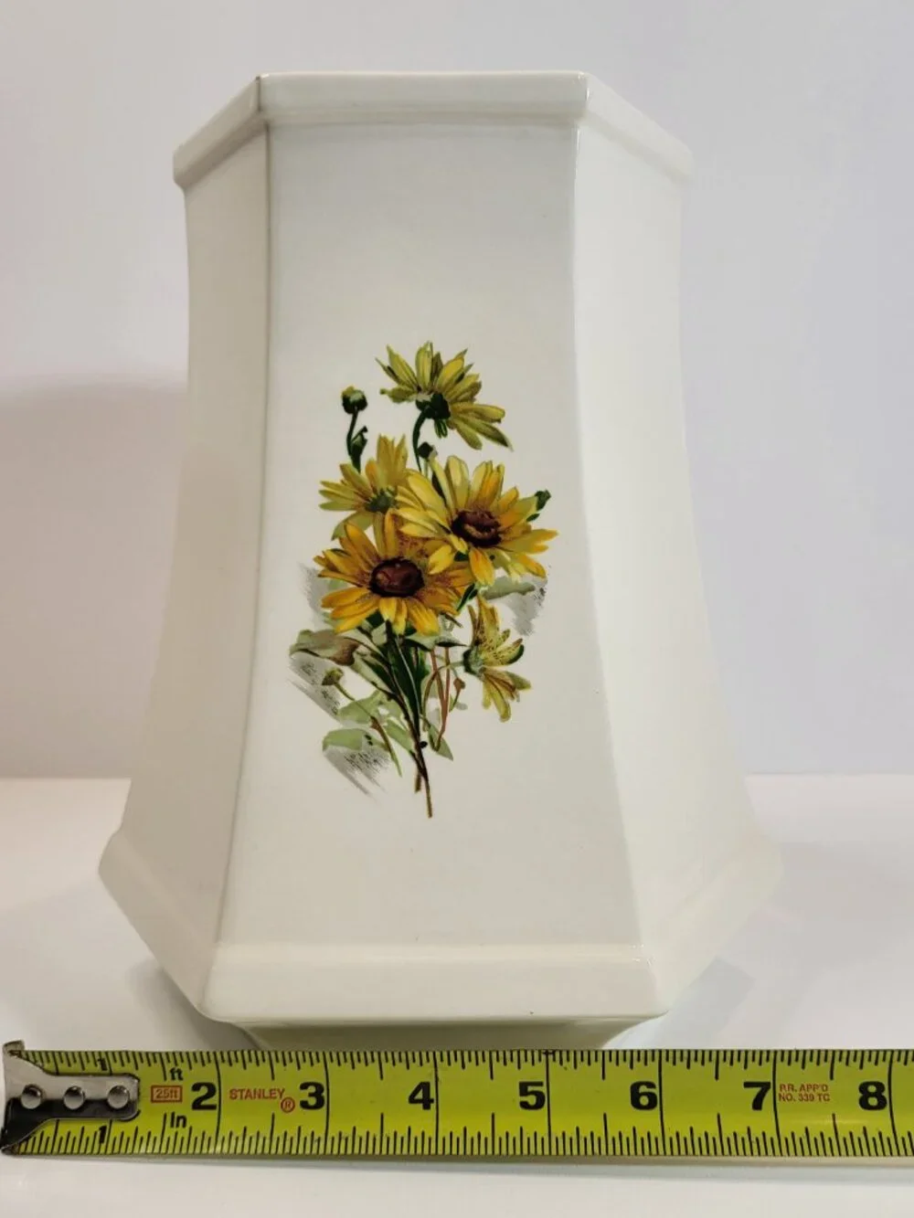 Vintage Paden City Hexagonal Vase, Sunflower Motif, Mid-Century Ceramic Bud Vase